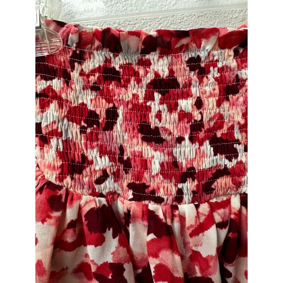 Blu Pepper Skirt Skort Smocked Waist Tiered‎ Ruffle Size Small Pink Maroon Red - Picture 3 of 6